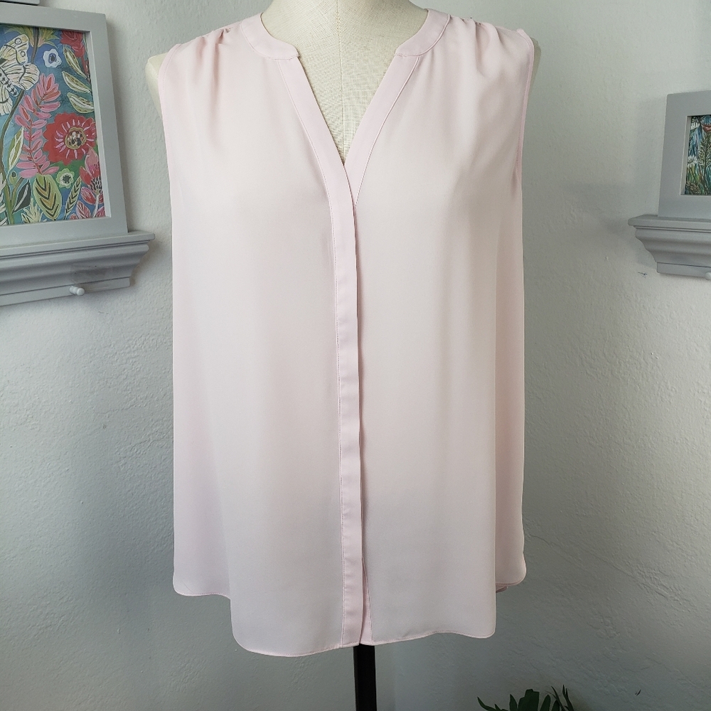 NYDJ Pink Pintuck Sheer Blouse Pleats sz Small